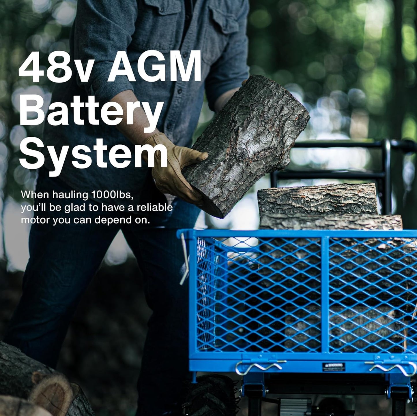 Landworks AGM Electric Utility Cart - 500W Lead-Acid Battery-Powered Power Wagon, 500 lbs Load Capacity & 1000 lbs Towing, Heavy-Duty Motorized for Garage, Warehouse, and Outdoor Use