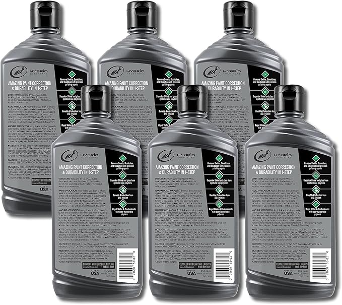 Turtle Wax 53412-6PK Hybrid Solutions Ceramic Polish and Wax, Removes Car Scratches and Swirl Marks, Provides Water Repellency, Protection, and Shine, Hand or Machine Application, 14 oz. (Pack of 6)