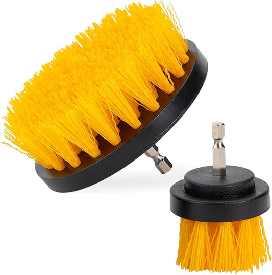 VIKING Drill Powered Carpet Cleaning Brushes for Car, Interior Cleaning Brush, Black and Yellow, 2 Pack