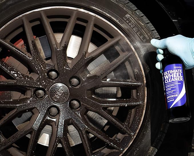 Carfidant Wheel Cleaner and Tire Cleaner – Safely Formula Quickly Removes Brake Dust, Grime & Dirt - Rim Cleaner Spray Safe for Alloy, Aluminium, Chrome and Tires- pH Neutral Solution – 17 fl Oz