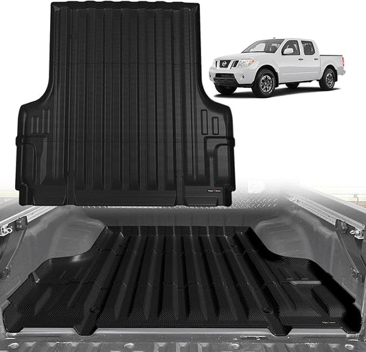 TripleAliners Truck Bed Mat Compatible with 2005-2021 Nissan Frontier Accessories 5FT Truck Bed Liner Perfectly Flush All Weather Protection TPE Heavy Duty Pickup Cargo Mat