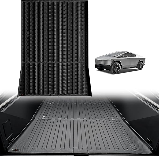 TripleAliners Truck Bed Mat Compatible with 2023 2024 2025 2026 Tesla Cybertruck Accessories Vehicle Perfectly Flush All Weather Protection TPE Heavy Duty Pickup Car Bed Cargo Mat