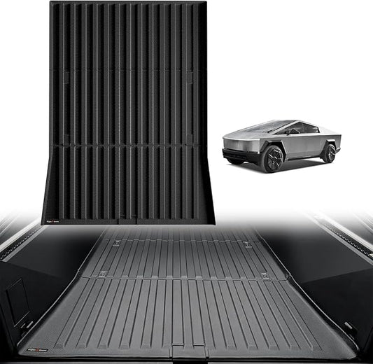 TripleAliners Truck Bed Mat Compatible with 2023 2024 2025 2026 Tesla Cybertruck Accessories Vehicle Perfectly Flush All Weather Protection TPE Heavy Duty Pickup Car Bed Cargo Mat