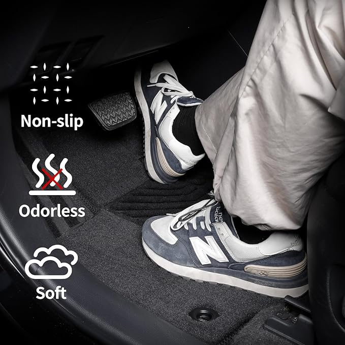 EKR Custom Fit Carpet Floor Mats for Toyota RAV4 2019-2024 2025 (Hybrid Only)，0.5 Inch Thickness Rugs, Premium All Weather Anti-Slip Waterproof Floor Liners (Black Quick-Dry Blanket)