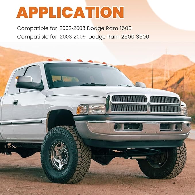 Pair Chrome Power Heated Towing Mirrors Compatible for 2002-2008 Dodge Ram 1500/2003-2009 Ram 2500 3500 w/Led Turn Light