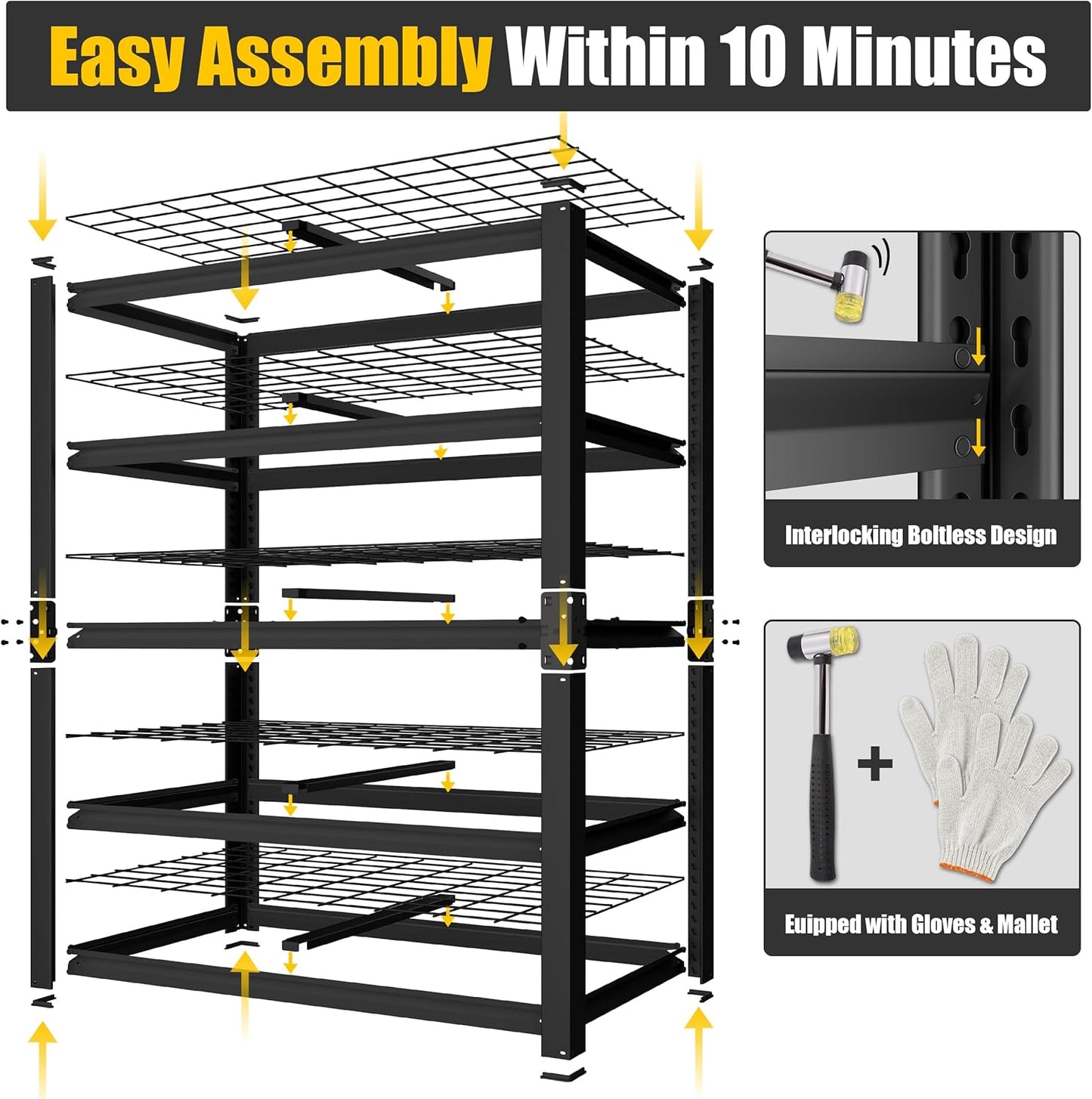 PrimeZone Heavy Duty Garage Shelving 5 Tier Heavy Duty Storage Shelves Adjustable Industrial Metal Wire Shelf Unit for Garage,Basement,Pantry,Warehouse,Commercial,36" W X 16" D X 72" H 3Pack