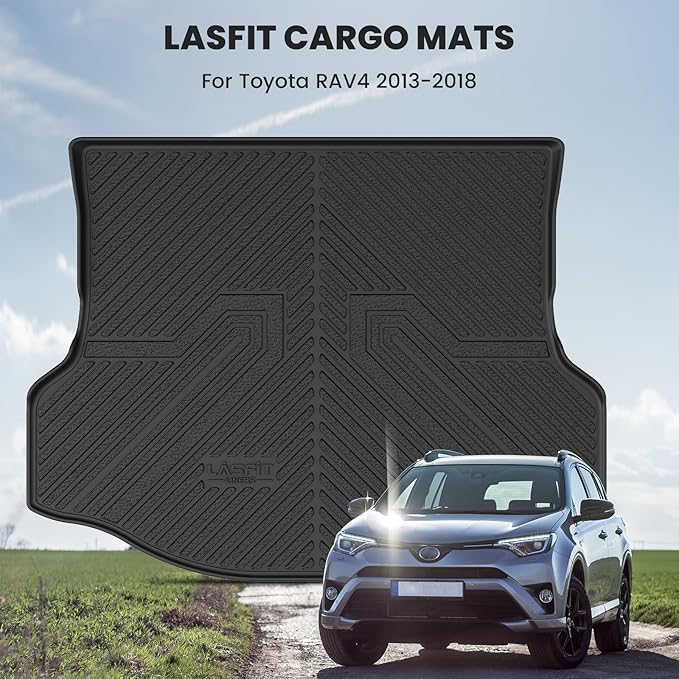 LASFIT Cargo Liner for Toyota RAV4 2013-2018 TPE All Weather Custom Fit Rear Trunk Mat for RAV 4 2013/2014/2015/2016/2017/2018 Gas Hybrid and Prime Accessories, Black