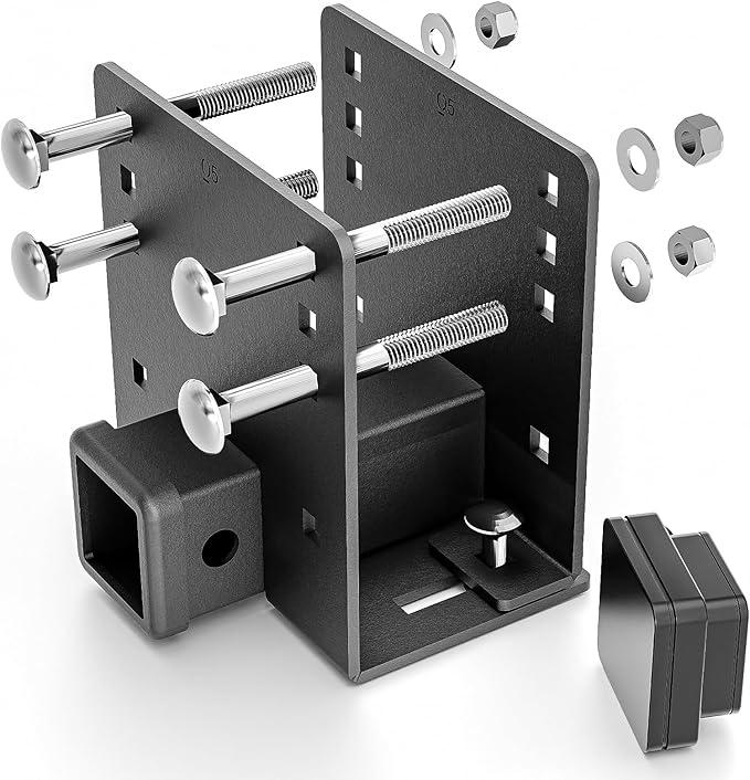 RV Bumper Hitch Receiver for 2" to 4" Rear Beams, 2-Inch Trailer Tow Hitch Adapter with 3,500 lbs Capacity, Fits RV Tire Carrier, Ball Mount, Cargo Carrier, Bike Racks, Camper Accessories