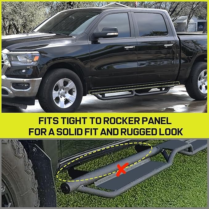 BINARY STAR Running Boards Compatible with Vehicle 2007-2018 Chevy Silverado/GMC Sierra 1500 Crew Cab, 07-19 Silverado/Sierra 2500 3500 Crew Cab. Truck Step Bars Nerf Bars, Bed Access Side Steps.