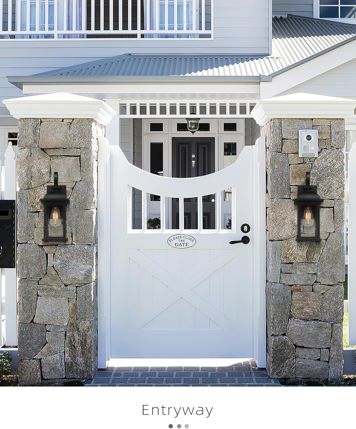 FEMILA 21" Outdoor Wall Light Fixture, 2 Pack Modern Outdoor Wall Sconce, Rust-Proof Waterproof Wall Light with Seeded Glass, Ideal for Porch, Patio, Entryway, Garage, 4FD54B2-2PK BK