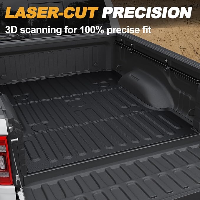 Bed Mat for Dodge Ram 1500 2002-2018 & Ram 2500/3500 2002-2026 & Ram 1500 Classic 2019-2024 (Not for Optional Rambox), All Weather Truck Bed Liner 6.4FT 76.8'' TPE Cargo Mat