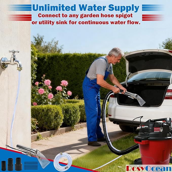 Universal Compatible With Any Brand Shop Vac Extractor Attachment Kit with 2-1/2" & 1-7/8" & 1-1/4" Adapter Auto Detailing Vacuum Head Extraction Accessories for Upholstery & Carpet Cleaning