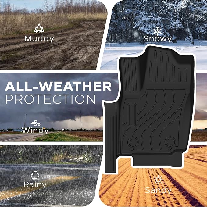 Floor Mats for Toyota Tacoma 2024-2025 Crew Cab, All Weather Floor Liner for Tacoma 2024-2025 TPE Custom Fit Car Mats Front&Rear 2 Row Mats, Black