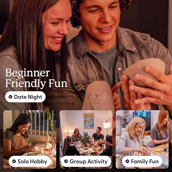 Sculpd - The Original Pottery Kit - Complete Air Dry Clay Kit for Adults Includes Sculpting Tools, Varnish, Paint Brushes, Guides, Arts & Crafts Sets, Matte Varnish