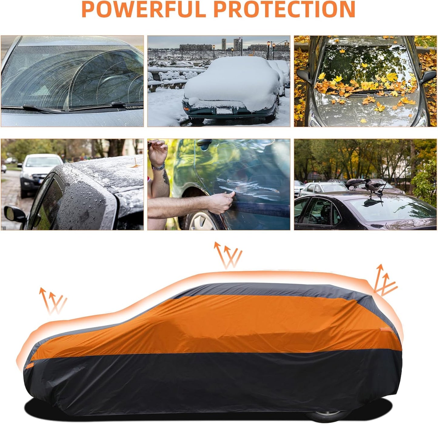 SUV Car Cover Waterproof All Weather,Cover Full Exterior Cover Windproof Outdoor Full Car Cover UV/Snow/Hail/Dust Protection Fit SUV Jeep-Length 182" to 190"