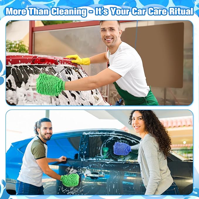 Patelai 30 Pcs Car Wash Mitt Scratch Free Microfiber Chenille Car Wash Gloves Double Sided Absorbent Mitt for Washing Cleaning Cars Trucks Boats, 9.45 x 5.9 Inch