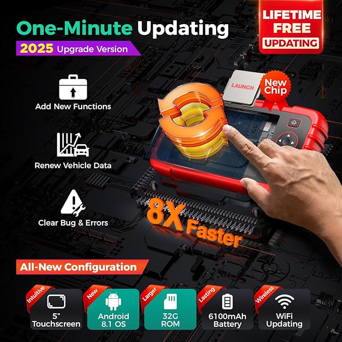 2025 LAUNCH OBD2 Scanner CRP123X Elite V2.0(Upgrade of CRP129X), 7 Reset Scan Tool, FCA SGW, Multi-System Car Scanner, Cloud Report, Lifetime Free Update CRP123X Diagnostic Tool, Battery Test, AutoVIN