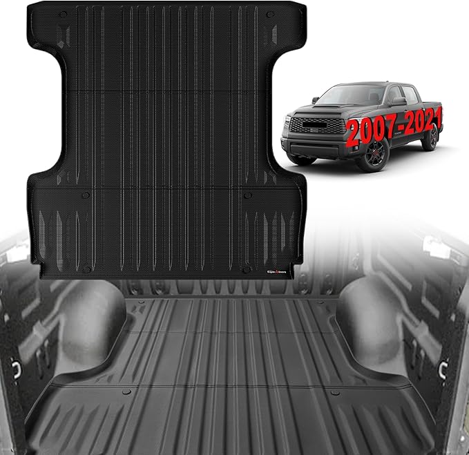 TripleAliners Truck Bed Mat Compatible with 2007-2021 Toyota Tundra Accessories 5.5FT Vehicle Perfectly Flush All Weather Protection TPE Heavy Duty Pickup Car Bed Cargo Mat