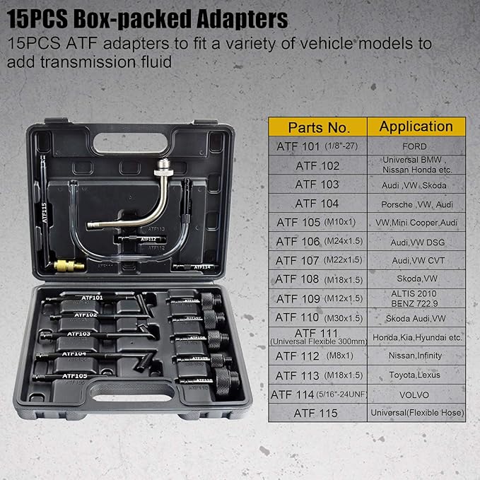 YSTOOL 10L Pneumatic Fluid Extractor Dispenser Set ATF Refill Tool Kit for Changing Oil in Engine Transmission Differential Transfer Case Gear Gearbox Power Steering Coolant with Pump, Black Case