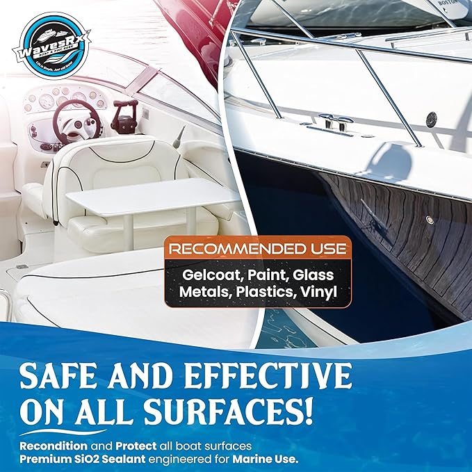 WavesRx High-Performance Ceramic Spray Coating for Boats & Jet Skis (AquaShield+) | Marine Grade SiO2 Sealant Protects from Salt, Contaminants & UV Damage | Fast Wax Silicon Dioxide Hydrophobic Polish