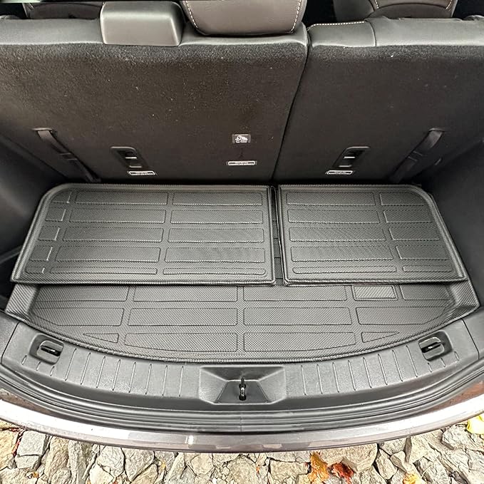 KELCSEECS All Weather Cargo Liner for 2025 Mazda CX-90 & 2024 Mazda CX90 PHEV (Plug in Hybrid) 7&8 Seater TPE All Weather Car Trunk Mats Waterproof Non-Slip 60/40 Split Folding Rear Seat