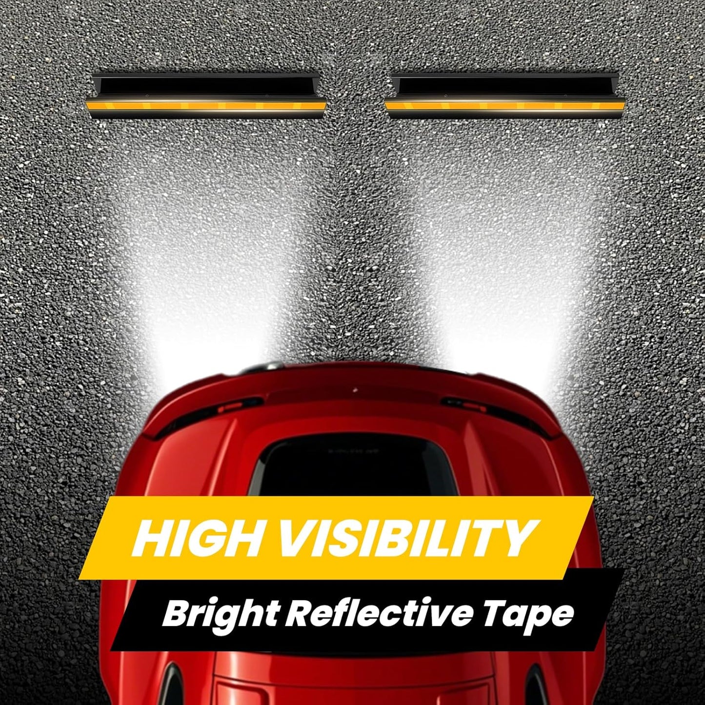 2 Pcs 18'' Parking Car Wheel Stopper for Garage with 2 Installation Methods, Heavy Duty Tire Stops with Reflective Tapes, Car Parking Aids for Garage, Easy to Install