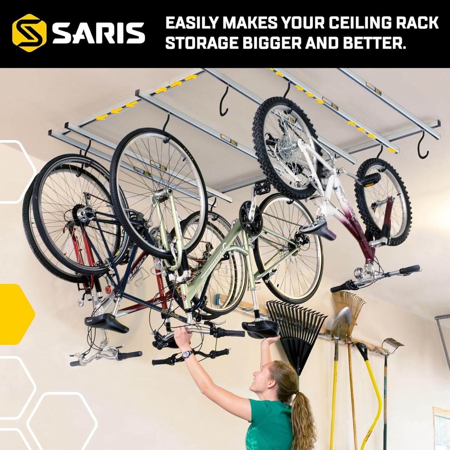 Saris Bike Storage, Cycle Glide Home Bicycle Parking, Ceiling Rack and Add-on-Kit