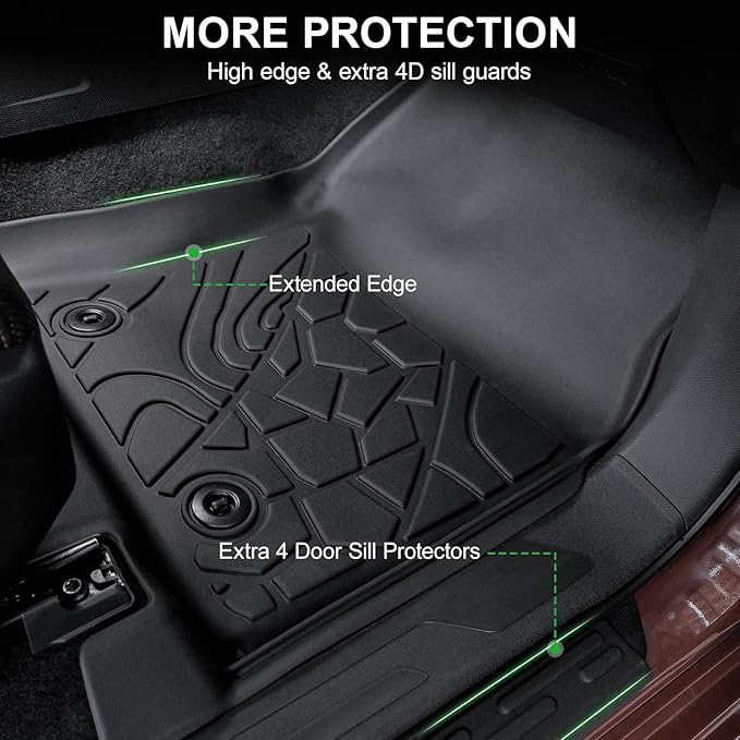 Floor Mats for 2022-2025 2026 Toyota Tundra CrewMax Cab, TPE All Weather Interior Rubber Floor Liners Door Sill Guards for Toyota Tundra SR/SR5/TRD PRO/Limited/Platinum/Castone