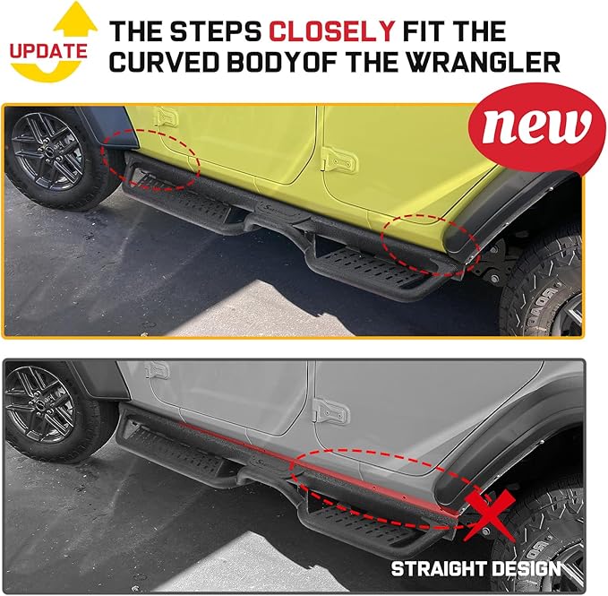 Running Boards Compatible with 2018-2026 Jeep Wrangler JL 4 Door. Wrangler JL Running Boards Step Bars and Black Side Steps Step Bars.