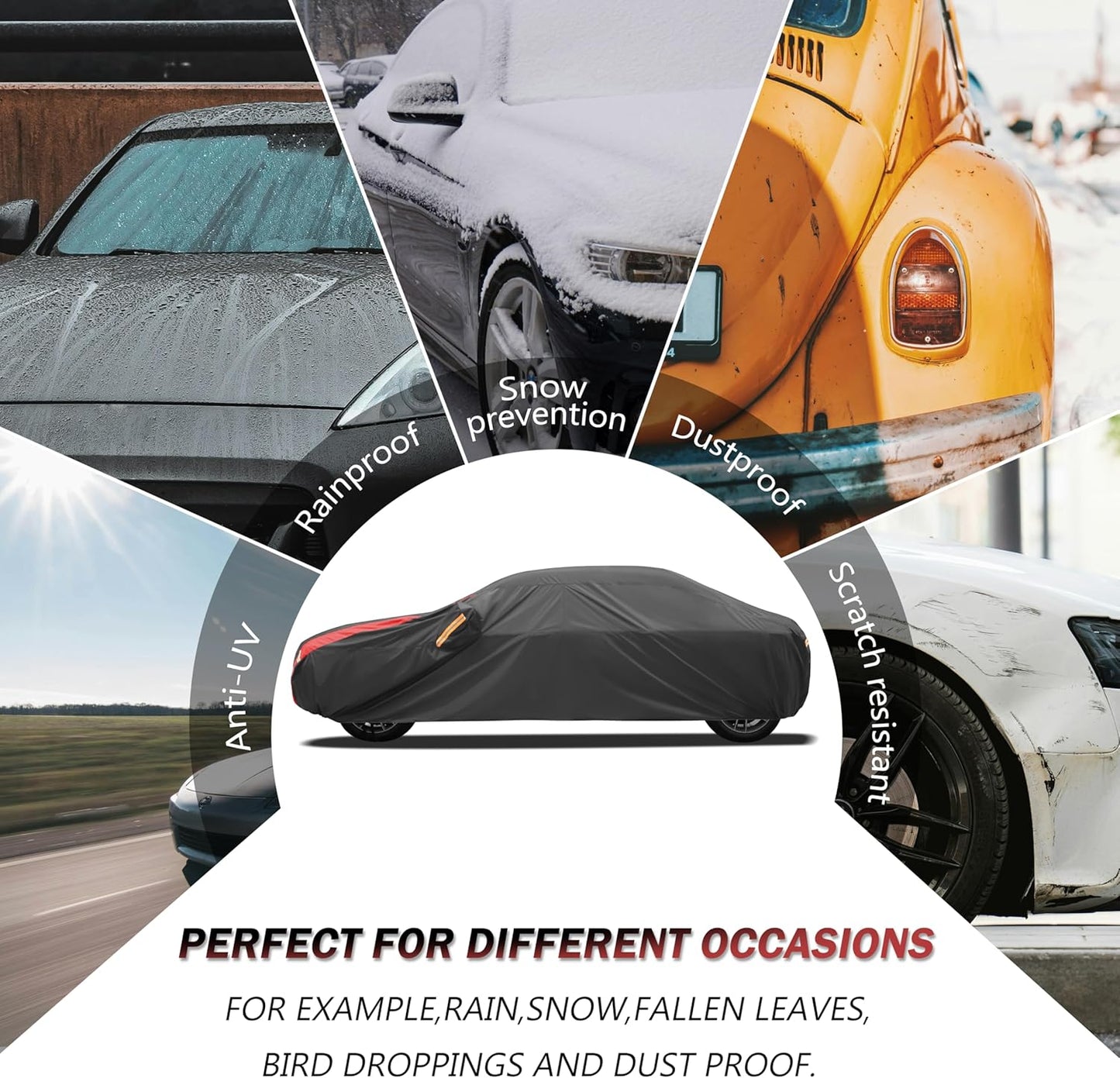 Car Cover Waterproof All Weather for Automobiles (1 Sedan Car Cover, A3 Fit Sedan Length Up 178-185 inch)