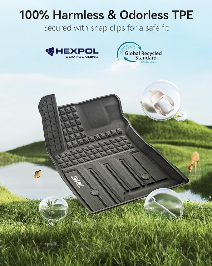 3W Floor Mats for Chevrolet Trax & Buick Envista 2024 2025 2026, TPE All Weather Custom for Trax 1st and 2nd Row, Car Liners Accessories, Black