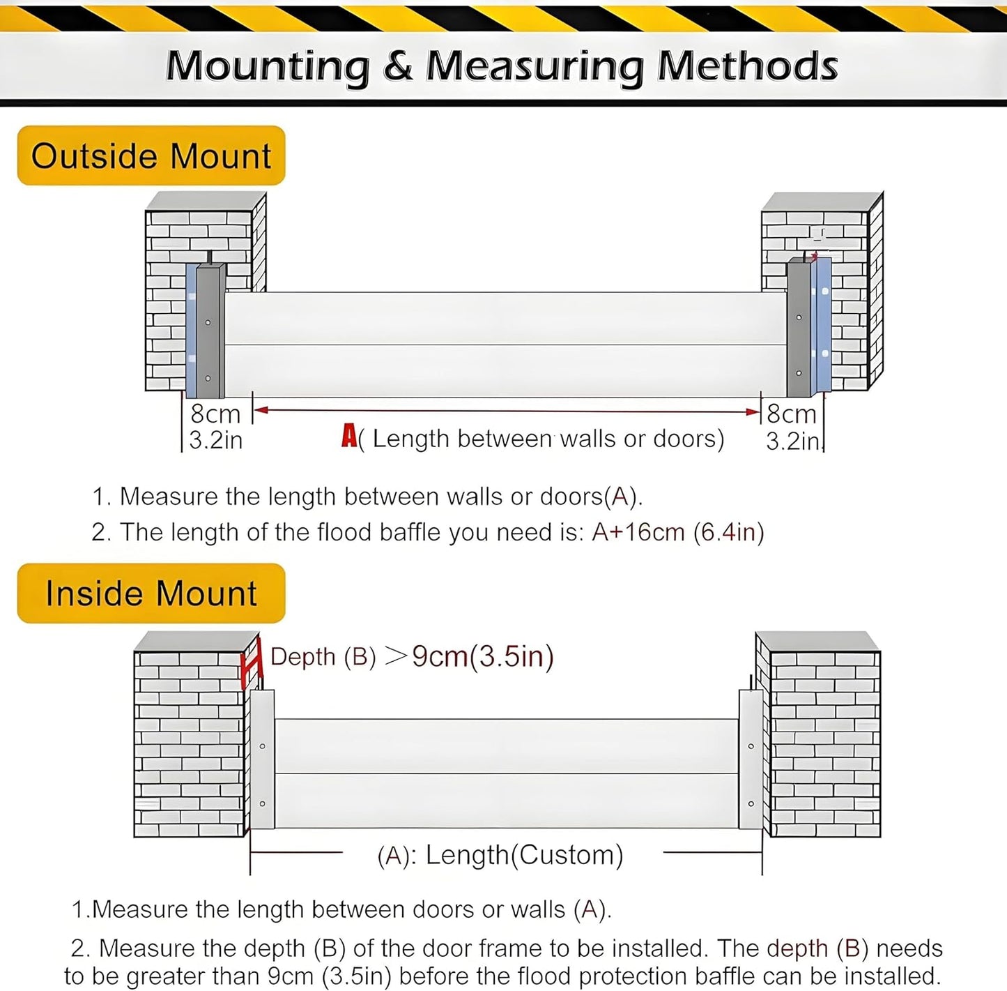 Flood Barriers for Home Exterior,Aluminum Alloy Outdoor Garage Doors Water Barriers for Flooding(H7.9Inch,L19FT)