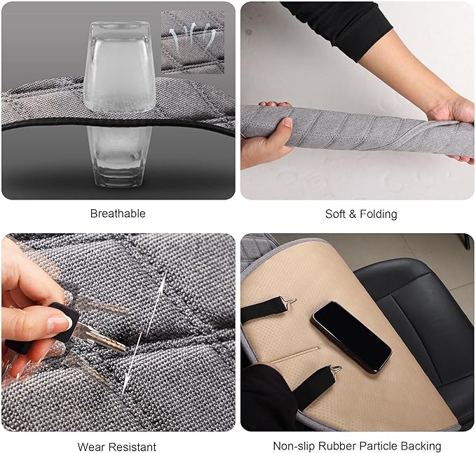 ENOGE Car Seat Cover, Front Car Seat Covers, Driver Seat Protector with Soft & Breathable Cloth Fabric for All Seasons Universal Fits Most Automotive, Van, SUV, Truck (Gray,1 Front)