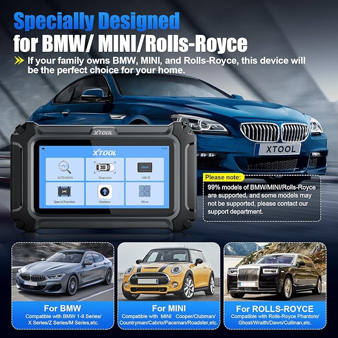 XTOOL IP500 for BMW OBD2 Scanner, Full Systems Bidirectional Scan Tool with ECU Coding, Battery Registration Tool for BMW/MiNi/RR, All Reset Services-(Injector Coding/BMS/ABS), Lifetime Free Update