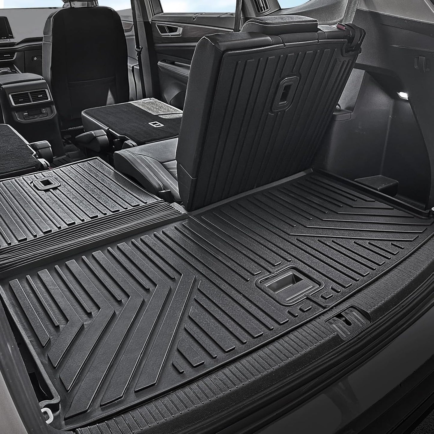 Floor Mats for 2018-2024 2025 Volkswagen VW Atlas 7 Seats(Not for Cross Sport), All Weather TPE Trunk Mat Cargo Liner with Backrest Mat for Atlas Accessories