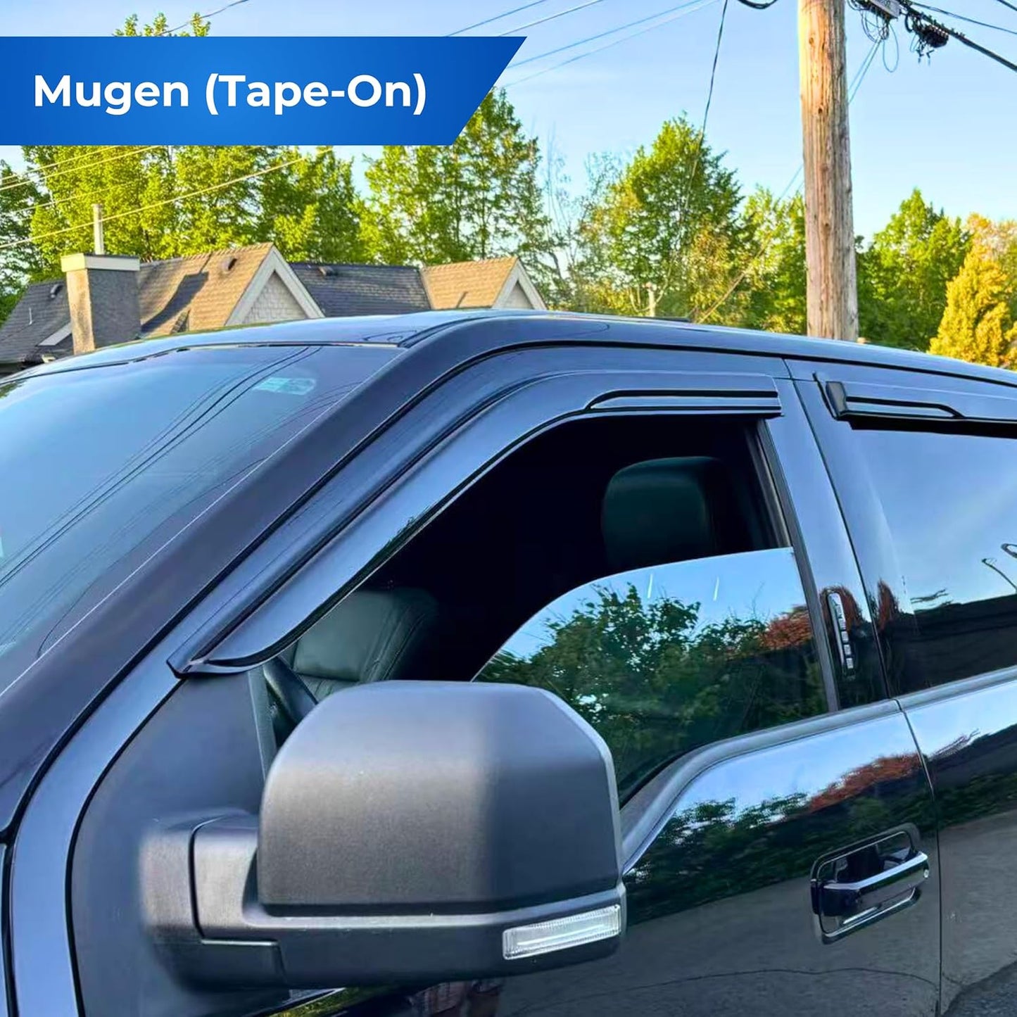 KPY Window Visor Compatible with Mitsubishi L200 & Triton Double Cab 2007-2014, 4PC Rain Guard Side Window Vent Deflectors Tape-On Mugen Style, 2007 2008 2009 2010 2011 2012 2013 2014