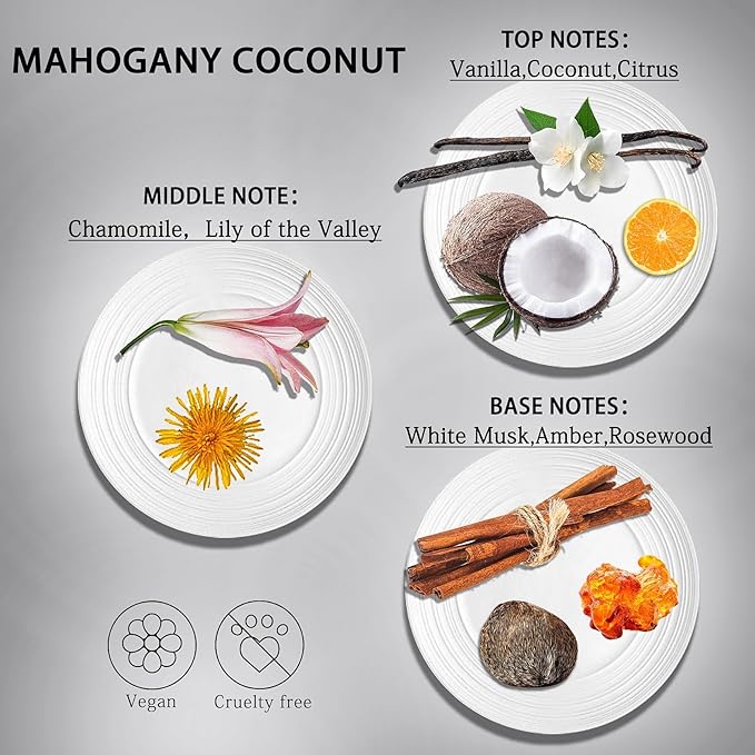 2- Pack Mahogany Coconut Car Air Freshener Hanging Long Lasting Scent Essential Oil Diffuser Car Perfume Inspired Fragrances for Men and Women by VUTOLLOSA