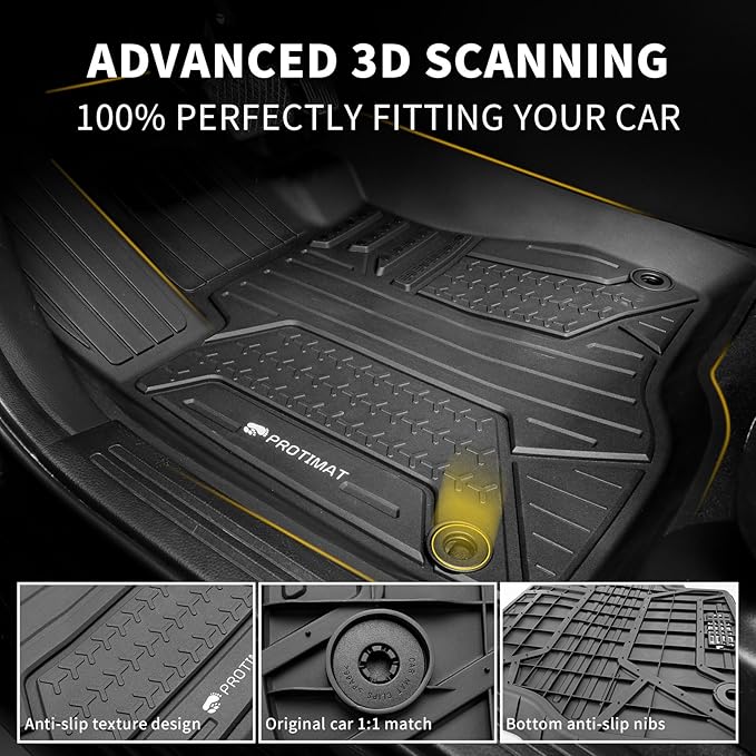 Floor Mat Custom Fit 2017-2024 2025 Ford F-250/F-350 SuperCrew Cab, All Weather TPE Floor Mats for Ford F250/F350 1st & 2nd Row Full Set Cargo Liner (Black)