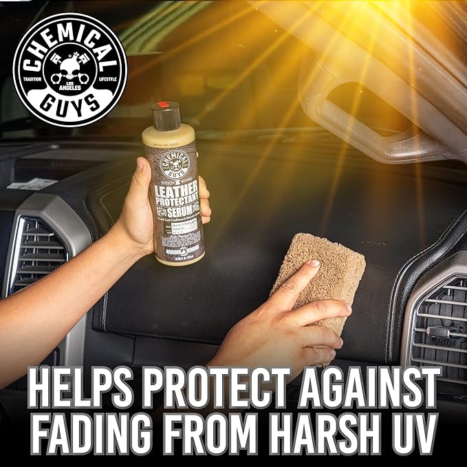 Chemical Guys Leather Cleaner & Leather Serum Kit for Car Interiors, Furniture, Apparel, Shoes, Boots, and More (Works on Natural, Synthetic, Pleather, Faux Leather and More), 16 fl oz - 2 Items