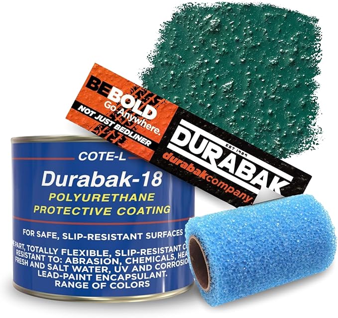 Durabak-18 Textured Truck Bed Liner Quart KIT - Roll On Coating | DIY Custom Coat for Bedliner and Undercoating, Auto Body, Automotive Rust Proofing, Boat Repair (Quart, Forest Green)