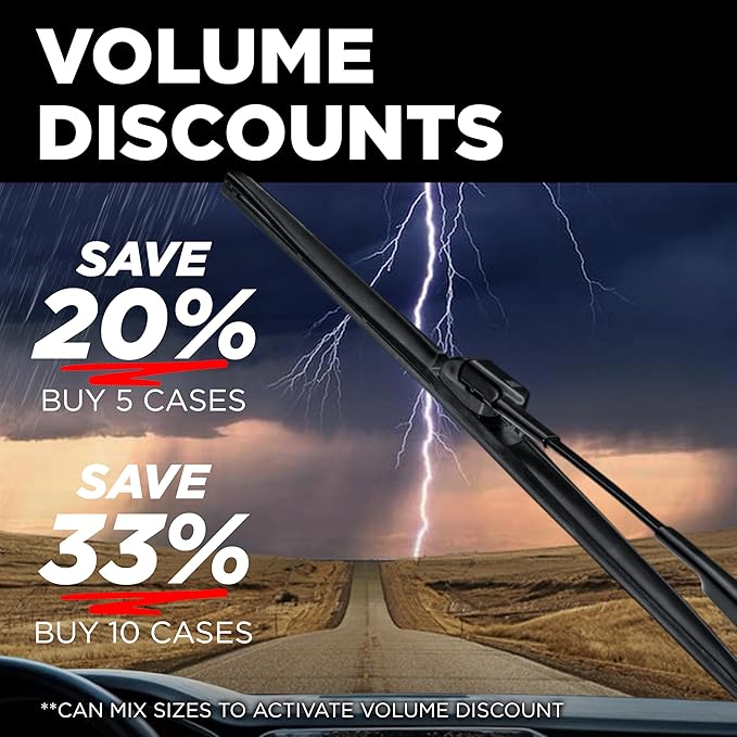 ClixWipers 24" 6-Pack: High Performance Premium Automotive Replacement Windshield Wiper Blades for Fleets & Business, Bulk Pack for All-Weather & Winter, Fits J-Hook, Pinch Tab & Top Button