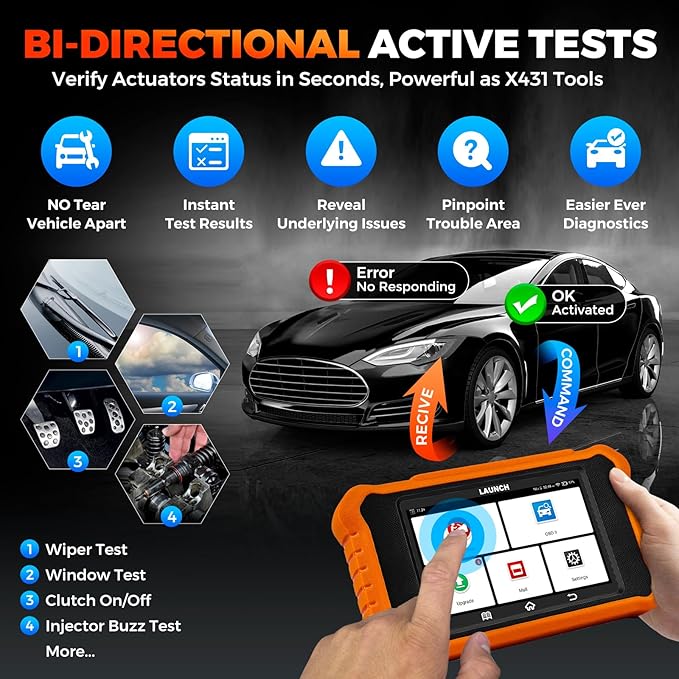 LAUNCH Creader Elite V2.0 for Land Rover Jaguar OBD2 Scanner, Bi-Directional Full Systems Diagnostic Scan Tool, All Reset Services, Active Test, Battery Reset, Height Calibration, Lifetime Free Update