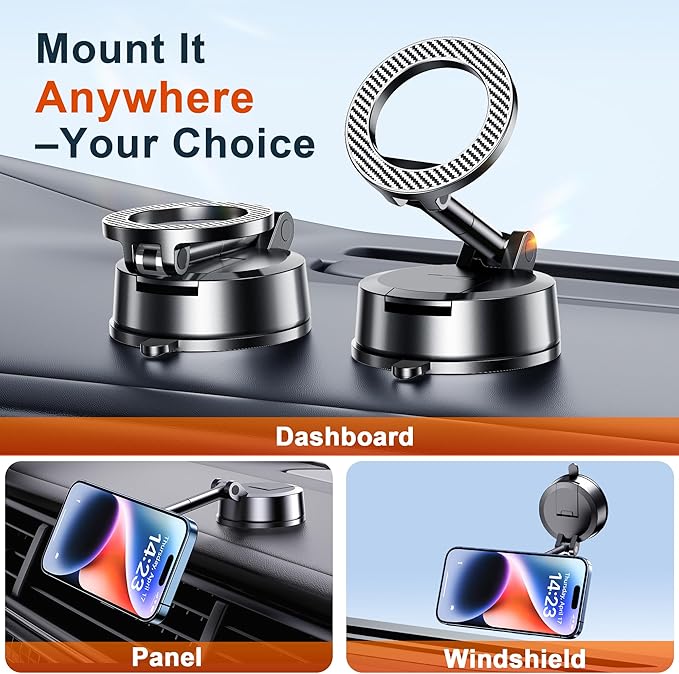 for MagSafe Car Mount Magnetic Dash Mounted Phone Holders for Car Phone Holder Mount 360°Rotatable & Foldable Windshield Dashboard Phone Mount Cell Phone Cradles Fit for iPhone 16 15 14 13 12 series
