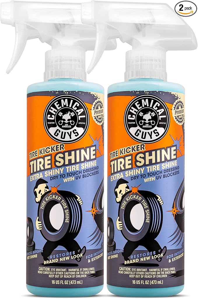 Chemical Guys Tire Kicker Sprayable Extra Glossy Tire Shine - Dry-to-the-Touch Dressing for Rubber, Vinyl, and Plastic - Safe for Cars, Trucks, SUVs, Motorcycles, and RVs - 16 oz (2 Pack)