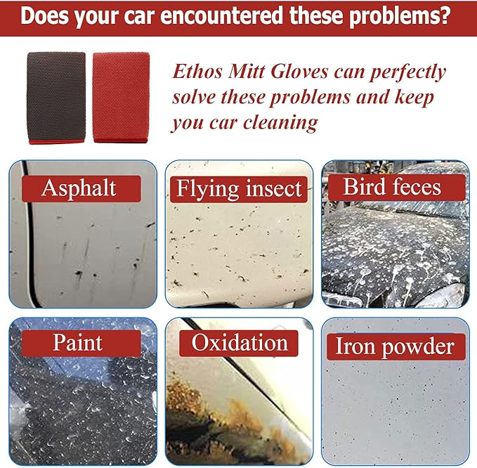 Ethos Quick Decon Mitt - Car Wash Mitt, Clay Bar Tool for Auto Detailing and Polishing