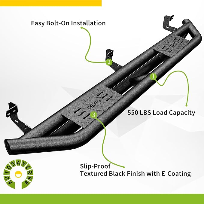AUTOSAVER88 6.5'' Running Boards Compatible with 2009-2018 Dodge Ram 1500 Crew Cab, 2019-2024 1500 Classic, 2010-2025 Ram 2500/3500, Textured Black Side Step Rails Tube Nerf Bars