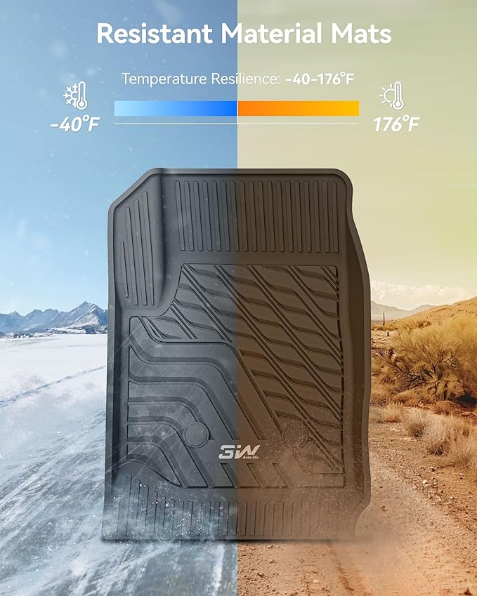 3W Floor Mats Fit for 2015-2022 Chevy Colorado Crew Cab/GMC Canyon Crew Cab, Full TPE All Weather Chevy Colorado Car Mats 1st & 2nd Row Custom Fit Accessories for Chevrolet/GMC, Black