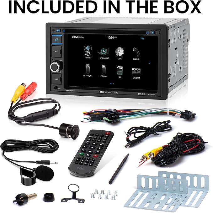 BOSS Audio Systems BVB9364RC Car Stereo - Double Din, 6.2 Inch Touchscreen, Bluetooth, CD DVD Player, AM/FM Radio Receiver, Backup Camera, USB, SD, Wireless Remote Control