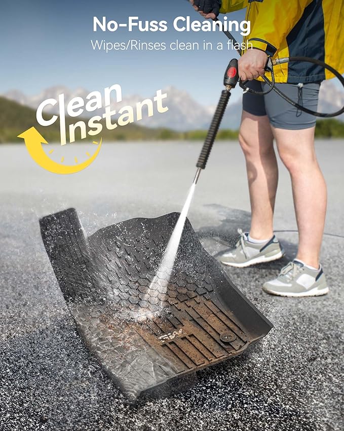 3W Floor Mats Fit for Toyota Tacoma Hybrid 2024 2025 2026, TPE All Weather Custom Fit Floor Liner for Tacoma Accessories 1st and 2nd Row Full Set Car Mats Easy Clean, Black(Only for Hybrid)