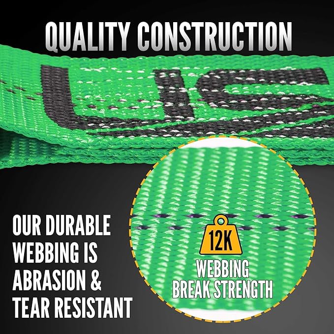 US Cargo Control J Hook Ratchet Straps 2 Inch x 18 Foot (12-Pack), 10,000 LBS Break Strength, Heavy Duty Ratchet Straps with Double J-Hooks, Green Tie Downs for Trucks, Trailers, Securing Cargo